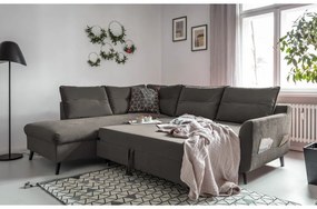 Тъмносиво кадифено ъглово канапе L, ляв ъгъл Stylish Stan - Miuform