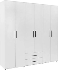 Шкаф с 6 врати Bianco от меламин в бял цвят 206x52x213см.