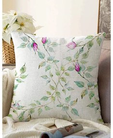 Бежова калъфка за възглавница с памучни рози, 55 x 55 cm - Minimalist Cushion Covers
