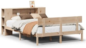 3321778 vidaXL Легло с етажерка за книги, без матрак, 160x200 см, бор масив