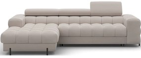 Бежов кадифен разтегателен ъглов диван с място за съхранение (ляв ъгъл) Felro – ELTAP