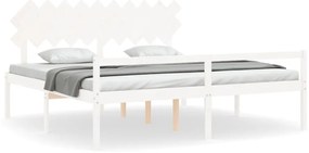 3195567 vidaXL Легло за възрастни с табла, бяло, 200x200 см, масивно дърво