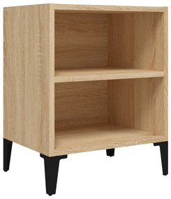 805803 vidaXL Нощно шкафче с метални крака, сонома дъб, 40x30x50 см