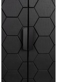 Черен нисък скрин от масивен бор 135x90 cm Linc – White Label