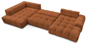 Теракотен шенилов сгъваем/с място за съхранение ъглов диван (ляв ъгъл/U форма) Everest – Bobochic Paris