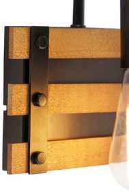 Индустриален стенен аплик черен с дърво - Paleta Mai