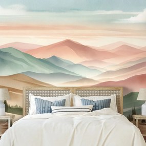 Самозалепващ фототапет – Пастелни планини в акварел