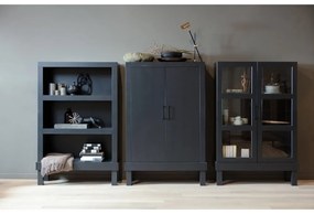 Черна библиотека от масивен бор 107x160x39 cm Bonk – WOOOD