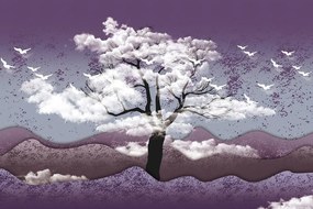 Самозалепващ тапет – Дърво, потопено в облаци