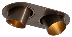 Кръгъл вграден прожектор тъмен бронз GU10 35mm накланящ се 2-светлинен - Installa