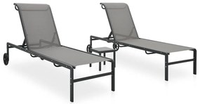 316828 vidaXL Шезлонги, 2 бр, с масичка, textilene и стомана
