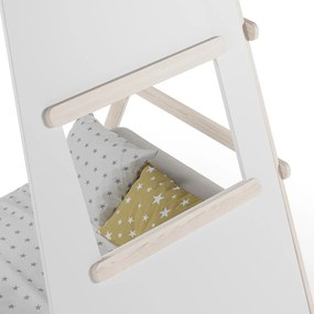 Кремаво къща детско легло 90x200 cm от масивен бор с включена подматрачна рамка Enola – Marckeric