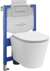 Mexen комплект за вграждане WC с конструкция Fenix XS-U и тоалетна чиния Rico и капак с плавно затваряне, бял мат - 68530724001