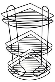 Тристепенна стенна полица за душ 23x58 см, черна
