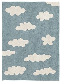 Син ръчно изработен памучен детски килим подходящ за пране 120x160 cm Clouds Vintage Blue – Lorena Canals