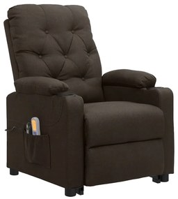 3093492 vidaXL Изправящ масажен стол, тъмнокафяв, текстил