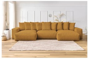 Ъглов диван от рипсено кадифе в цвят горчица Voltaire – Bobochic Paris