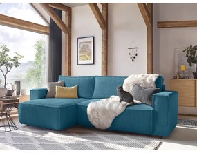 Тюркоаз сгъваем ъглов диван от рипсено кадифе Nihad – Bobochic Paris