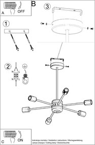 Черно осветително тяло за таван 68x86,5 cm Benedett – Sollux