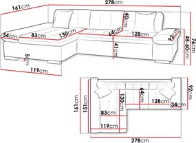 Ъглов диван Malwi II-Ляв-Без легло