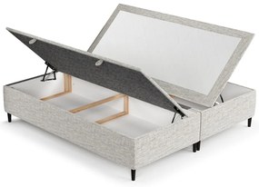 Светлосиво тапицирано двойно легло с място за съхранение 160x200 cm Tate – Maison de Rêve