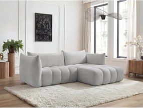 Светлосив ъглов диван от прежда с примки от букле (десен ъгъл) Azra – Bobochic Paris