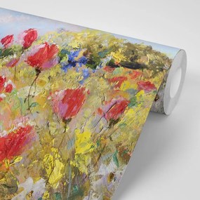 Тапет – Рисувани макове на поляна