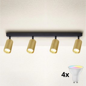 Brilagi - LED RGBW димируемо точково осветление SELE GOLDEN 4xGU10/6W/230V черно/златисто