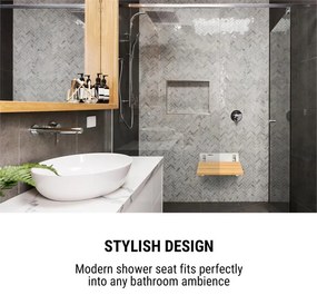 OneConcept Arielle, душ седалка, бамбук, алуминий, сгъваема, максимум 160 кг, дърво