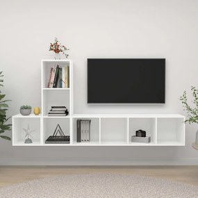 3079826 vidaXL Комплект ТВ шкафове от 3 части, бял, инженерно дърво