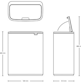 Матово-черно стоманено кошче за боклук за рециклиране, отваряне с докосване 60 l Bo Touch Bin – Brabantia