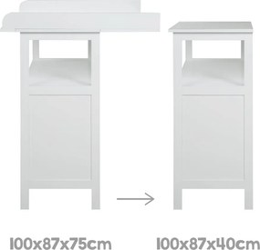 Бял детски скрин с маса за преповиване 75x100x87 cm Hamburg – Roba