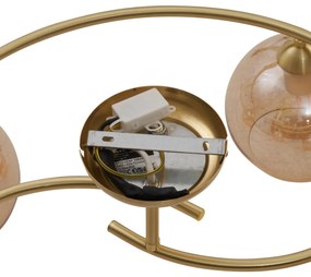 Модерен полилей месинг с кехлибарено стъкло 4-светлинен - Alanis