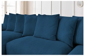 Тъмносин ъглов диван от рипсено кадифе Voltaire – Bobochic Paris