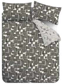 Черно-сиво двойно удължено спално бельо 230x220 cm Blocks – Catherine Lansfield