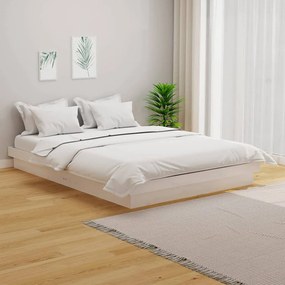 819908 vidaXL Рамка за легло, бяла, масивно дърво, 140х200 см