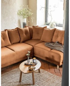 Ъглов разтегателен диван от велур в тухлен цвят (десен ъгъл) Lazy Lukka - Miuform