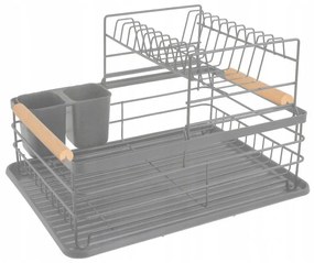 Сушилник за съдове на 2 нива Kinghoff KH 1797, Поставка за прибори, Сив