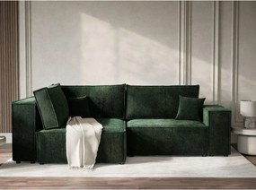 Тъмнозелен шенилов сгъваем/с място за съхранение ъглов диван (ляв ъгъл/L форма) Tonga – Maison de Rêve