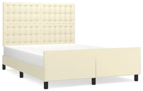 3125575 vidaXL Рамка за легло с табла, кремава, 140x200 см, изкуствена кожа