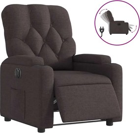 3204691 vidaXL Електрически реклайнер стол, тъмнокафяв, текстил