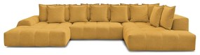 Шенилов сгъваем/с място за съхранение ъглов диван в цвят горчица (десен ъгъл/U форма) Everest – Bobochic Paris