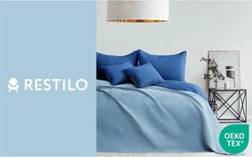 Синьо капитонирано покривало за легло от микрофибър 220x240 cm Softa – Restilo