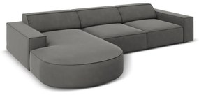 Ъглов диван от сиво кадифе (ляв ъгъл) Jodie - Micadoni Home