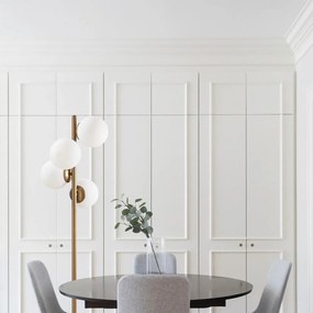 Черна и златисто подова лампа със стъклен абажур (височина 130 cm) Faze – Opviq lights