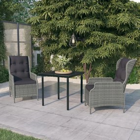 3099643 vidaXL Градински трапезен комплект, 3 части, светлосив