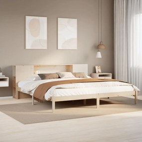 3321548 vidaXL Легло с етажерка за книги, без матрак, 200x200 см, бор масив