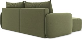 Зелен кадифен сгъваем/с място за съхранение ъглов диван (ляв ъгъл) Kalena – Makamii