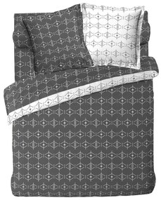 Бяла/тъмносива двойна/удължена памучна олекотена завивка 240x220 cm Aristide – douceur d'intérieur