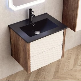 Конзолен PVC шкаф ICP 6043 + МИВКА ICC 5953B-2, Inter Ceramic, черен мат, 60x45.3x50см